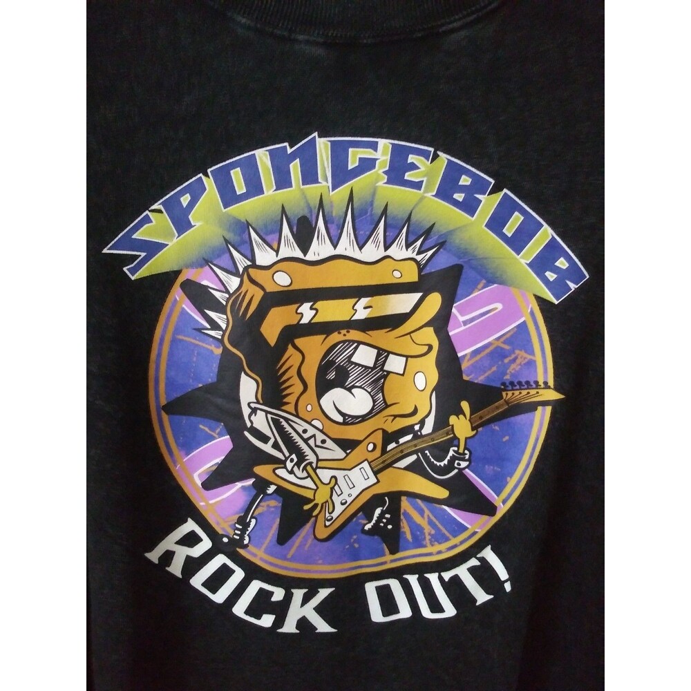 NICKELODEON L/S SPONGEBOB SquarePants Rock Out Sweatshirt Black Stone Wash  NWT